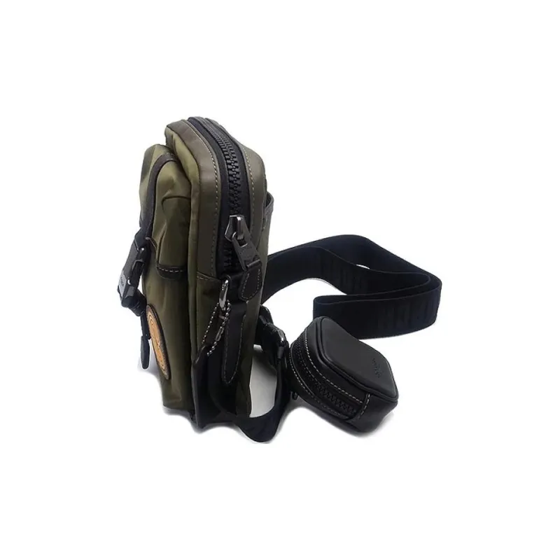 COACH Ma Recycled Nylon Twill With Smooth Calfskin Combo Bag, Shoulder Bag, Crossbody Bag Trumpets Men's Olive Green-1