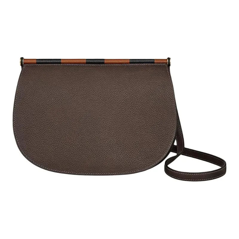 HERMES Barénia Faubourg Calfskin With Mysore Goat Skin Crossbody Bag Shoulder Bag Women's Brown & Black-2