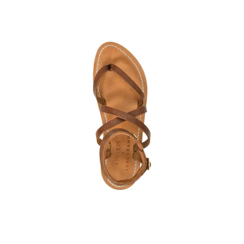 LONGCHAMP One Strap Sandals Women's Brown-4