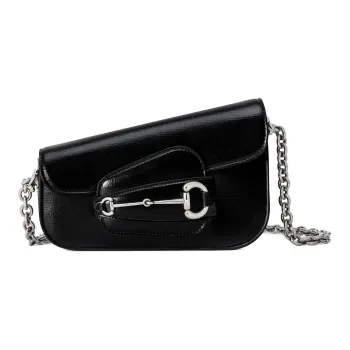 GUCCI Horsebit 1955 Leather Handbag Shoulder Bag Mini Women's Black