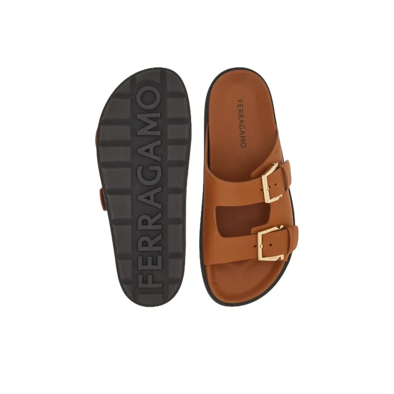 FERRAGAMO Rubber Sole Slip-Resistant Slide Slippers Men's Brown-4