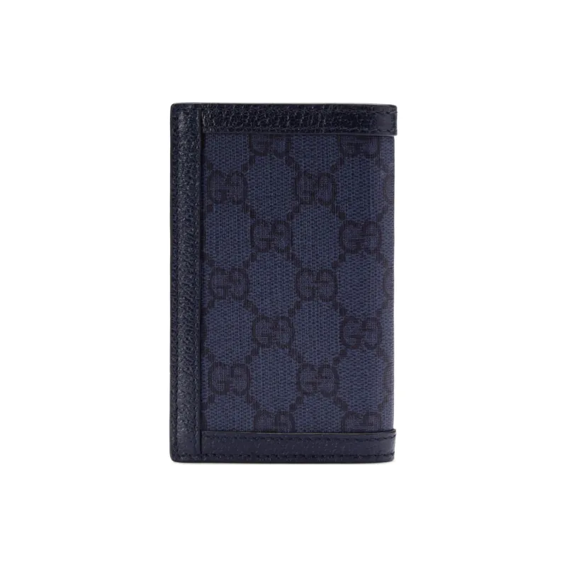 GUCCI Ophidia Canvas With Leather Card Holder Men's Blue & Dark Blue-2