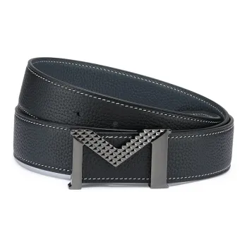 FAIRWHALE Fashion Brand M Plate Buckle Genuine Leather Double Sided Belt Top Grain Cow Leather Belt Men's Width 3.5CM