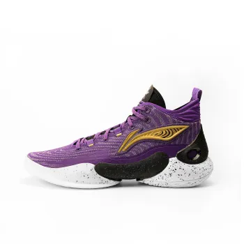 LiNing YuShuai 18 CBA Beijing Sports University PE Cushioning Wear Resistant Mid Top Basketball Shoes Men's Purple