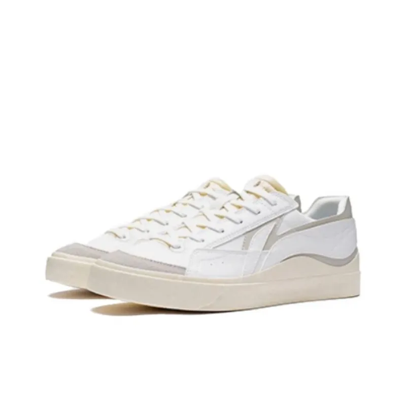 LiNing Mu Mu Anti Slip Wear Resistant Low Top Skateboard Shoes Men's White Gray-2