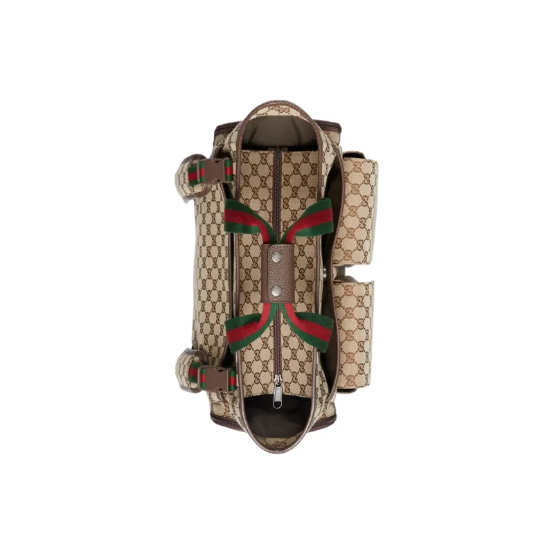 GUCCI Original Canvas With Leather Canvas Bag, Backpack, Handbag Men's Beige & Ebony-5