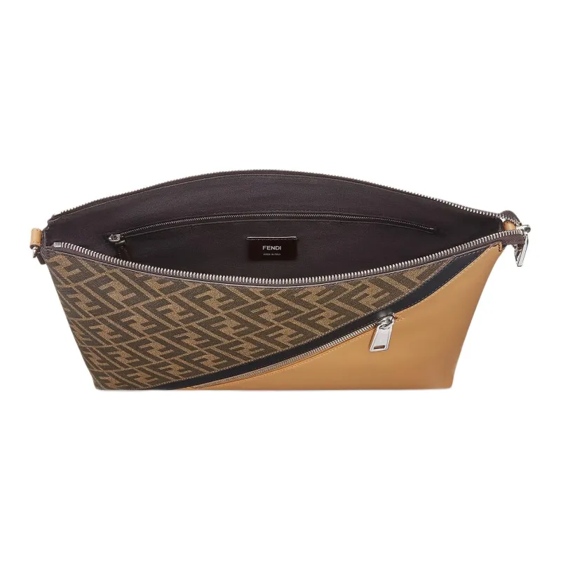 FENDI Canvas Messenger Bag, Crossbody Bag, Shoulder Bag Men's Brown-3