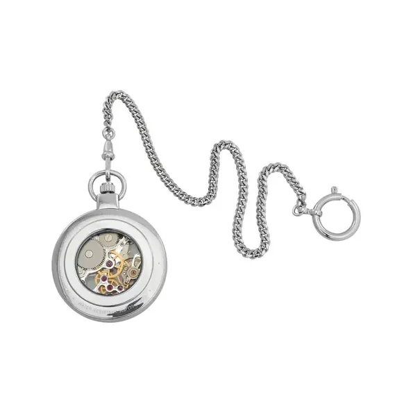 TISSOT Mechanical Movement Manual Mechanical Movement Stainless Steel Case Pocket Watch Unisex Silver Dial-2