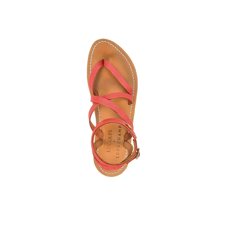 LONGCHAMP One Strap Sandals 1cm Women's Red-3