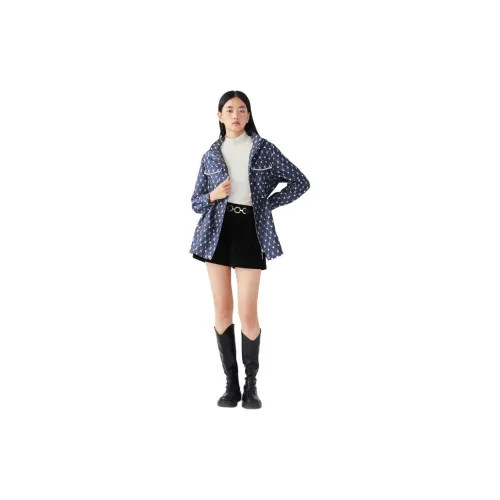 XII BASKET Trench Coats Women's Navy Blue