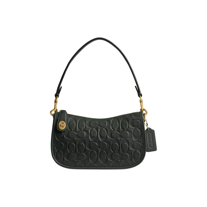 COACH Swinger Soft Shiny Grained Leather Portable Crossbody Bag Shoulder Bag Women's Multicolor Amazon Green-0