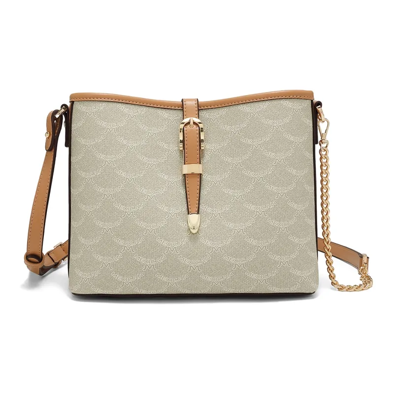 MEXICAN Polyurethane Shoulder Bag Regular Women's Mocha Coffee/Khaki Apricot/Elegant White-12