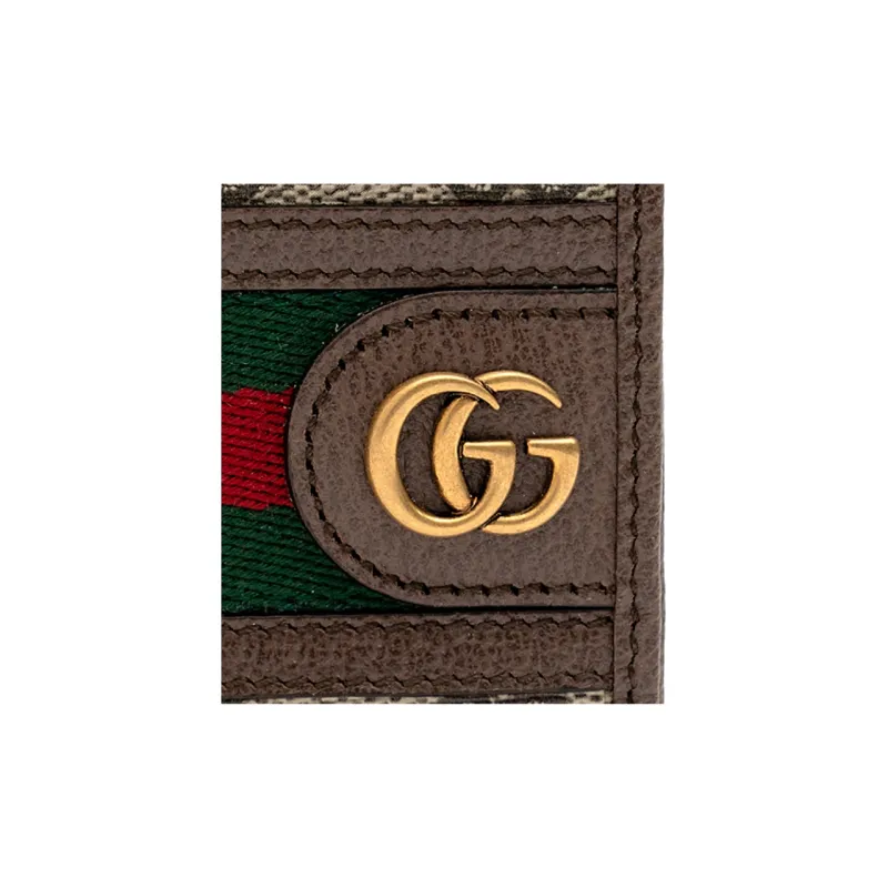 GUCCI Ophidia Canvas With Calfskin Wallet Mini Men's Brown & Beige-5