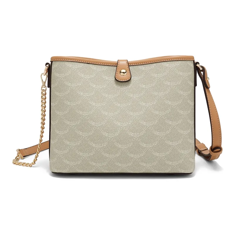 MEXICAN Polyurethane Shoulder Bag Regular Women's Mocha Coffee/Khaki Apricot/Elegant White-15