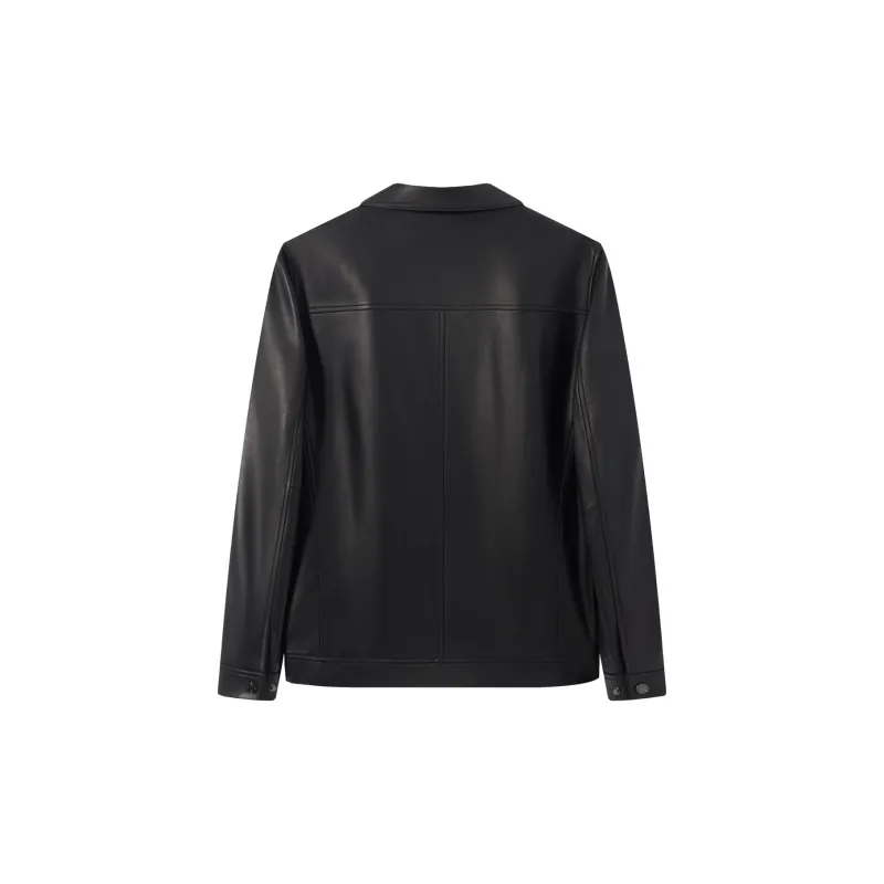 SEVEN Genuine Leather Jacket Men's Black-2