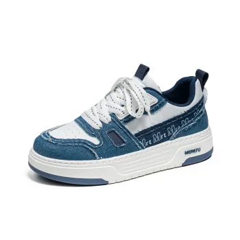 Meiretu Slip-Resistant Cushioning Low-Top Skateboard Shoes Unisex Blue