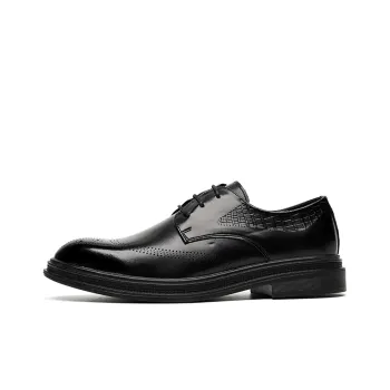 GZZ Dress Shoes Men Low Top Black/Light Brown