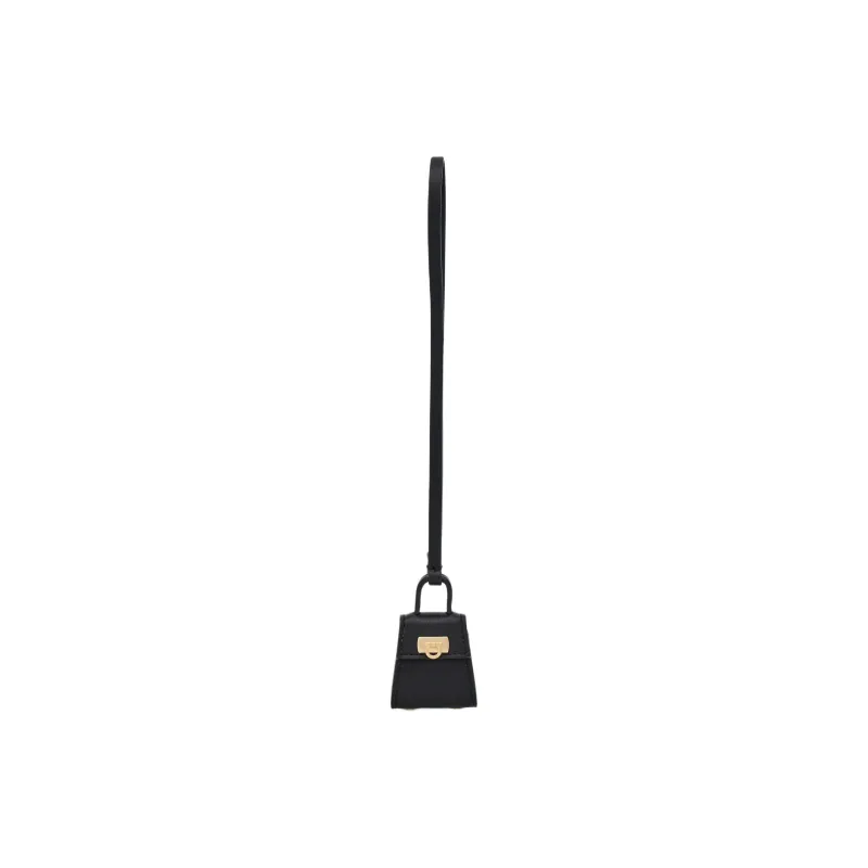 FERRAGAMO GANCINI Calfskin Bag Charm Bag Accessory Women's Black-0