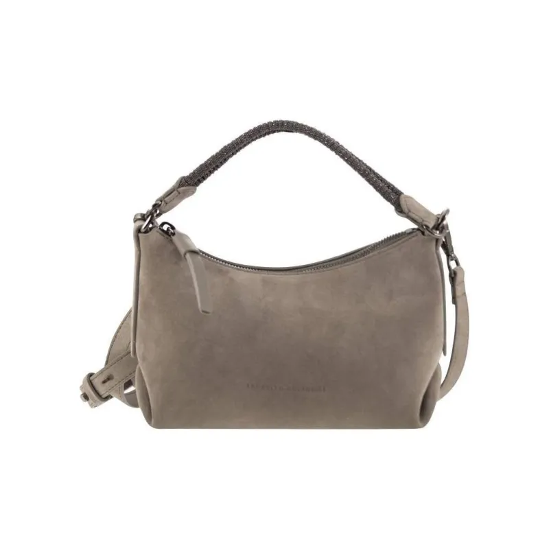 Brunello Cucinelli Monili-handle Suede Shoulder Bag-0