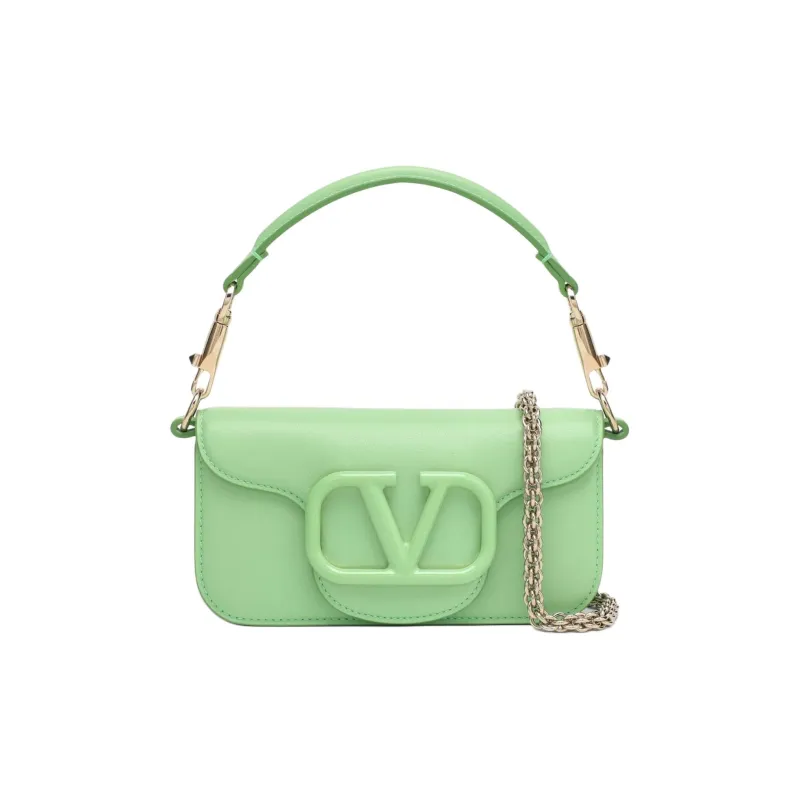 Valentino Locò Leather Shoulder Bag Women's Mint Green-0