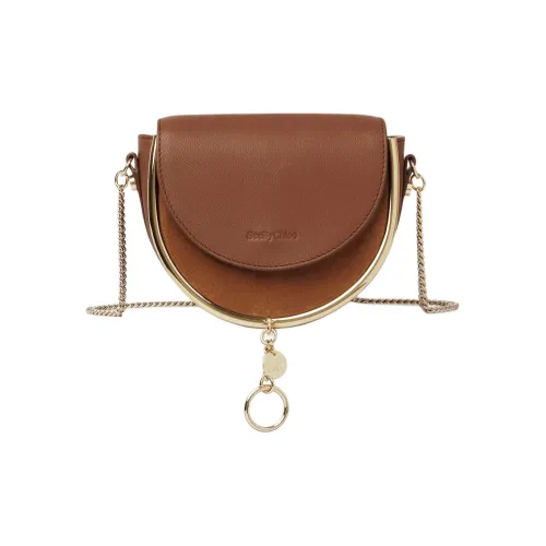 See By Chloe Suede Grained Cow Leather Evening Party Bag Crossbody Bag Shoulder Bag Women's Caramel