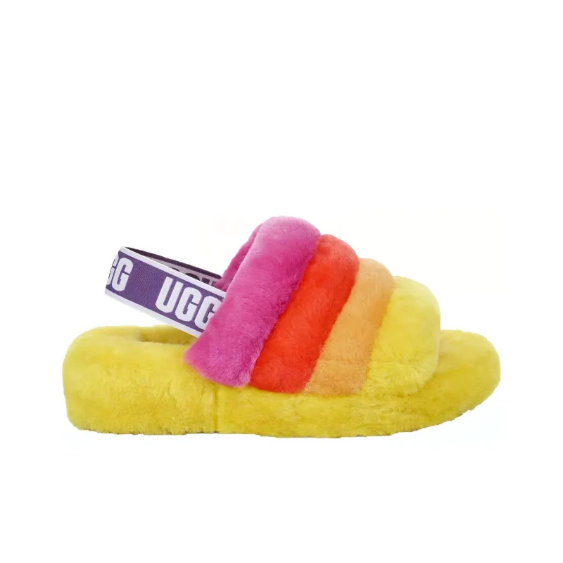 UGG Pride Fluff Yeah Slide Stylish Sandals Men's Yellow-1