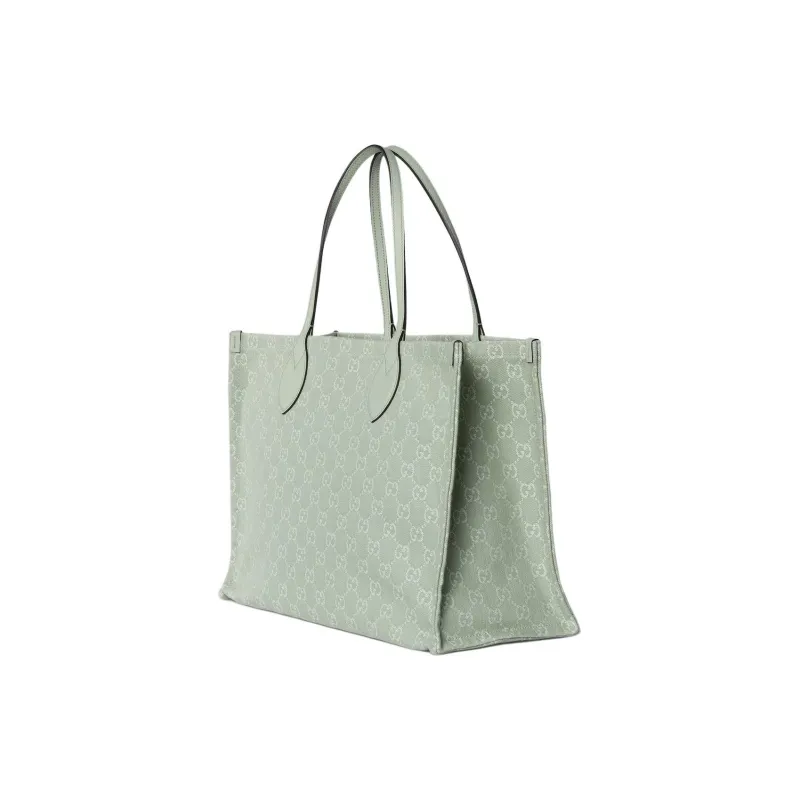GUCCI Ophidia Denim With Leather Binding Tote Bag, Shopping Bag, Handbag Tubas Women's Light Green-2