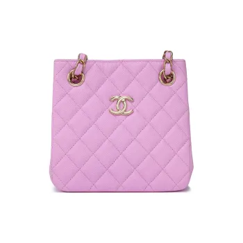 CHANEL Grained Cow Leather Tote Bag Shoulder Bag Crossbody Bag Mini Women's Purple