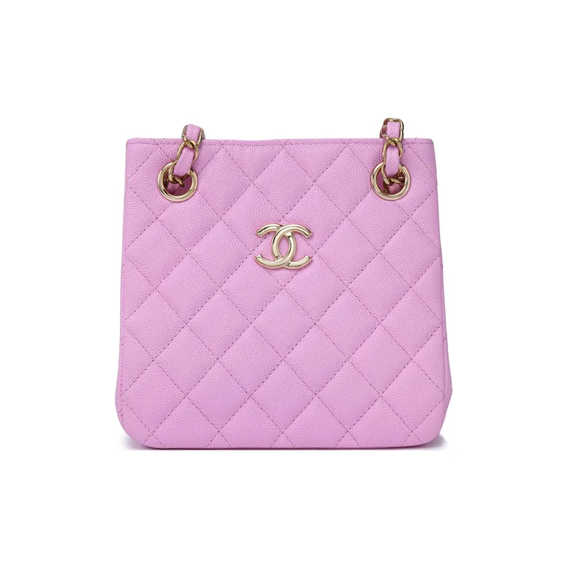 CHANEL Grain Cow Leather Crossbody Bags Mini Women's Purple-0