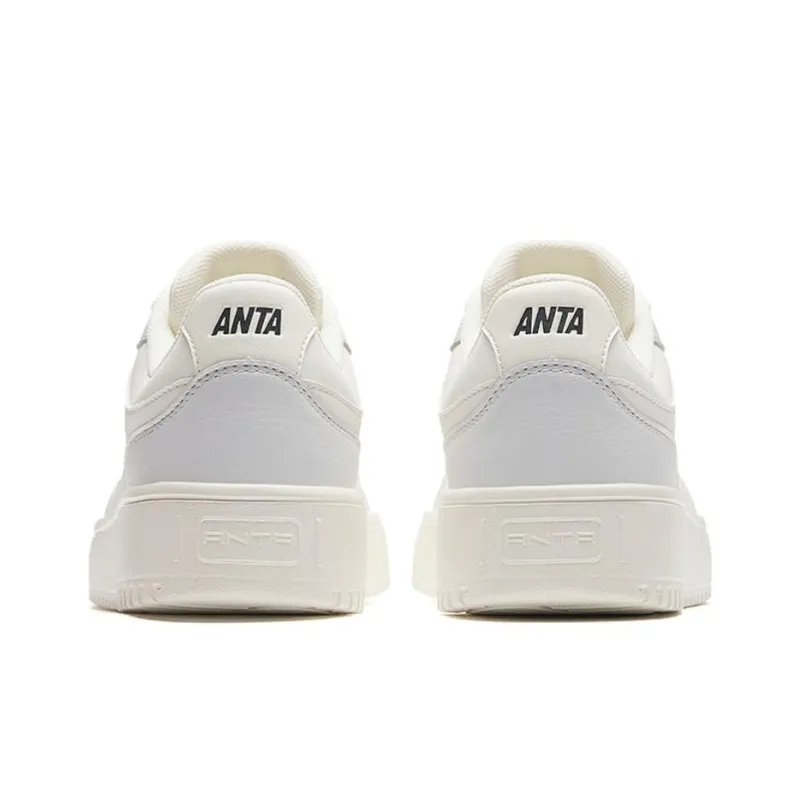 Anta Cushioning Wear-Resistant Low-Top Skateboard Shoes Men's White Gray-2