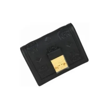 MCM Natural Full Grain Leather Wallet Mini Women's Black