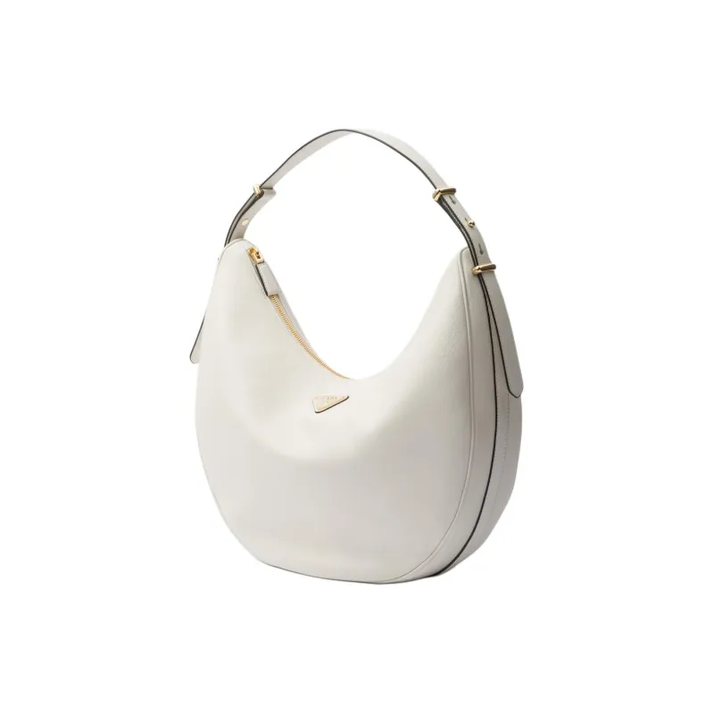 PRADA Leather Hobo Bag Handbag Shoulder Bag Large Size Women's White-1