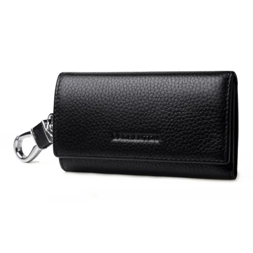 Old Man's Head Top Grain Cow Leather Key Pouch Regular Men's Black