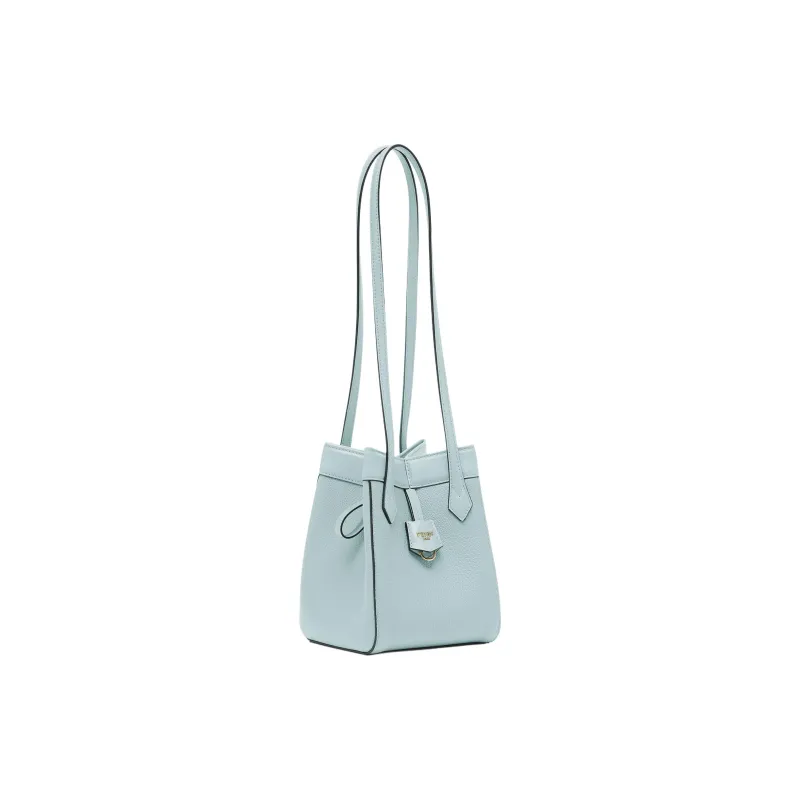 FENDI Grained Leather Bucket Bag Handbag Shoulder Bag Women's Light Blue-2