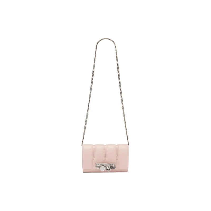 Alexander McQueen Leather One Shoulder Crossbody Clutches Women's Clay-4