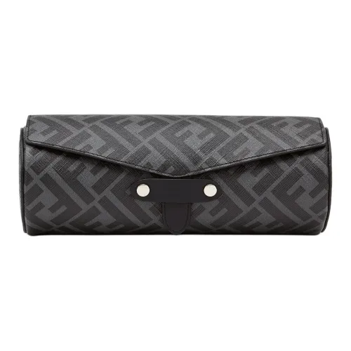 FENDI Polyurethane Storage Bag Men's Black & Gray