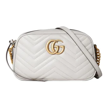 GUCCI GG Marmont Leather Crossbody Bag Shoulder Bag Small Size Women's Light Beige