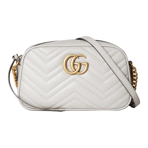 GUCCI GG Marmont Leather Crossbody Bag Shoulder Bag Small Size Women's Light Beige