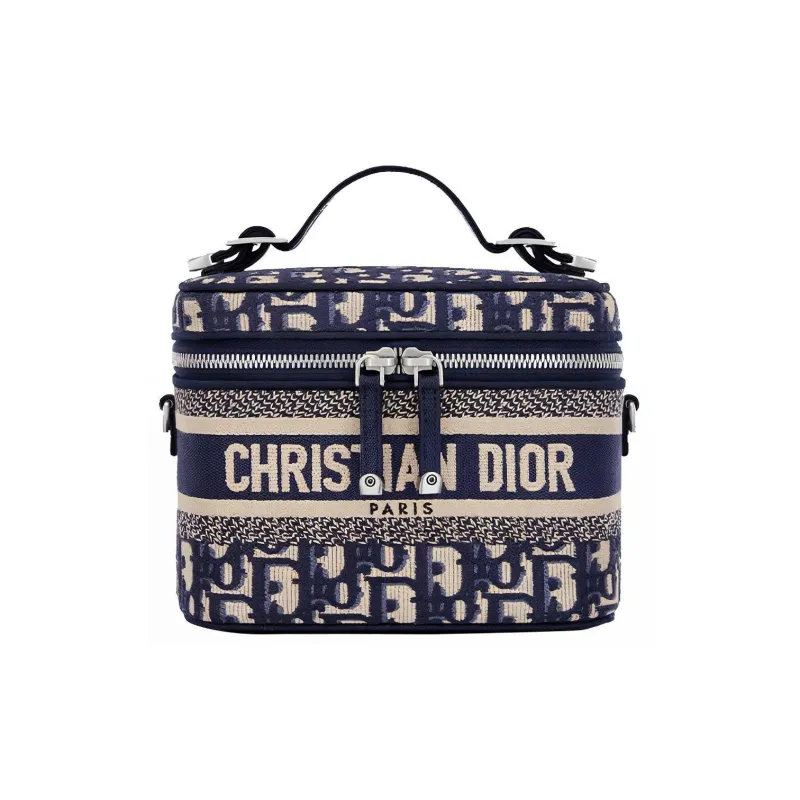 DIOR DiorTravel Canvas Handbag, Shoulder Bag, Crossbody Bag, Toiletry Bag, Makeup Bag Regular Women's Dark Blue-0