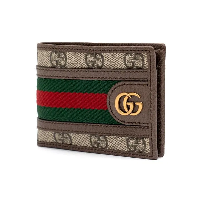 GUCCI Ophidia Canvas With Calfskin Wallet Mini Men's Brown & Beige-1