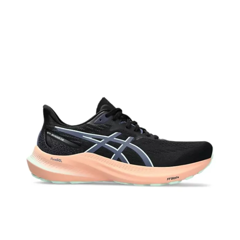 Asics GT 2000 12 Anti Slip Wear Resistant Low Top Running Shoes Women's Black Pink-1
