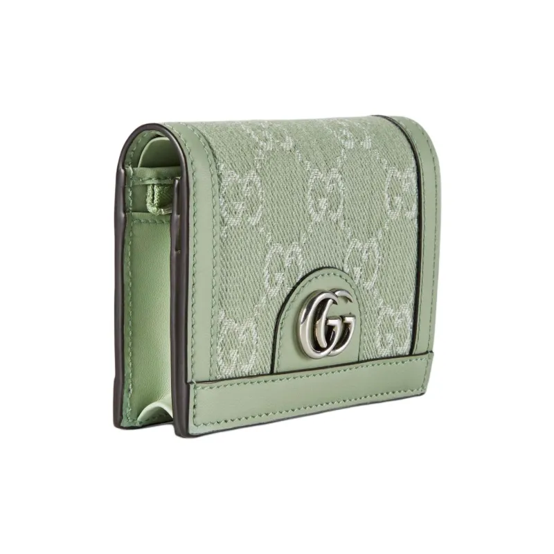 GUCCI Ophidia Denim With Leather Wallet Women's Light Green-1