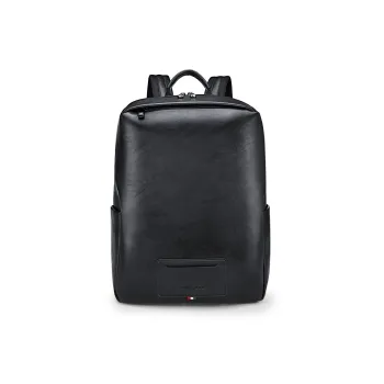WilliamPOLO PU Backpack Can Hold 14 Inches. Large Size Men's Black