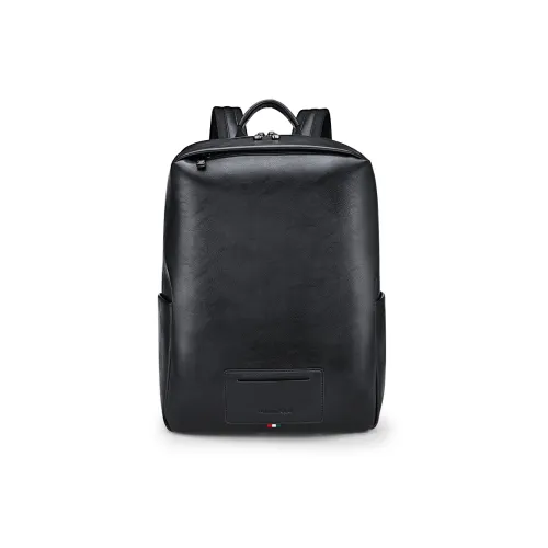 WilliamPOLO PU Backpack Can Hold 14 Inches. Large Size Men's Black