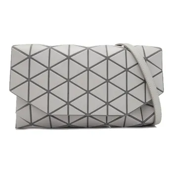 ISSEY MIYAKE TONNEAU MATTE Fabric With Leather Shoulder Bag Women's Gray