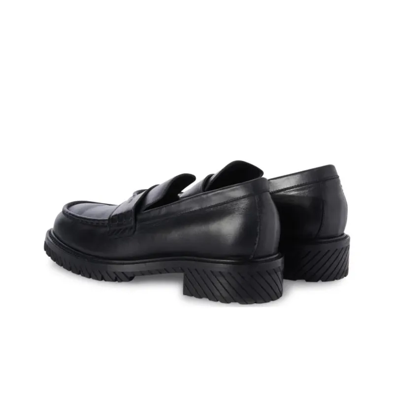 OFF WHITE Military Logo debossed Leather Loafers-3