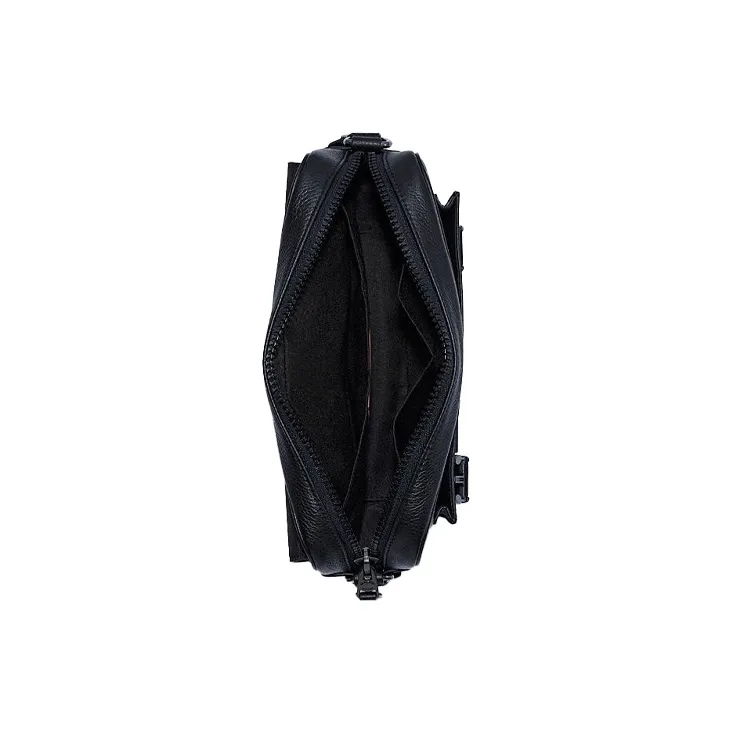 COACH Basquiat Collaboration Track Leather Shoulder Bag Crossbody Bag Large Size Men's Black-2
