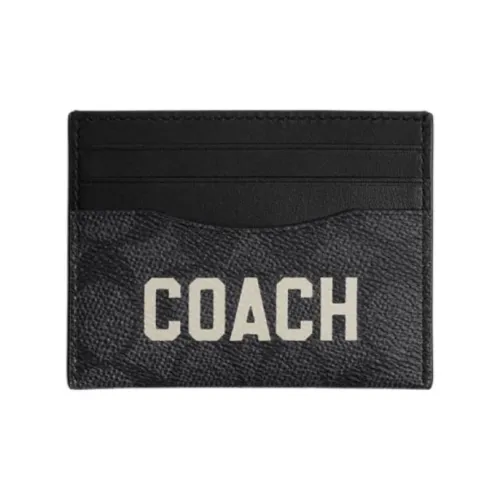 COACH Card Case Signature Canvas Card Holder Mini Men's Charcoal Gray