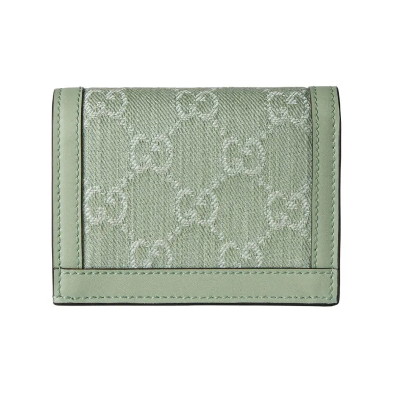 GUCCI Ophidia Denim With Leather Wallet Women's Light Green-2