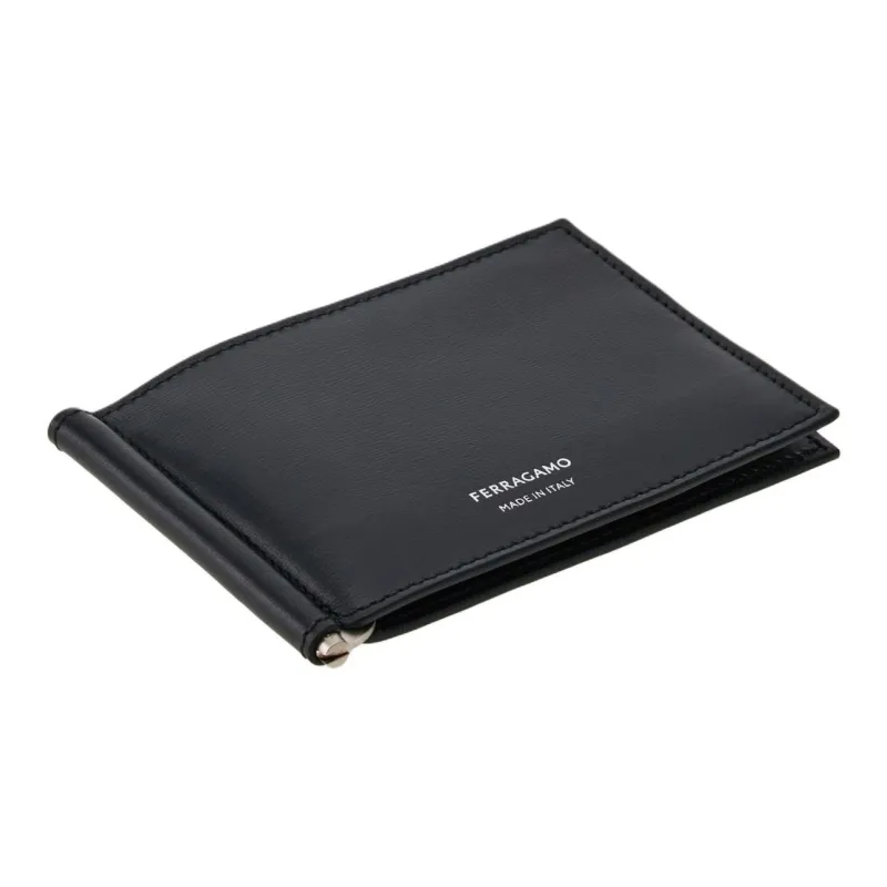 FERRAGAMO Palm Calfskin Wallet Men's Black-1
